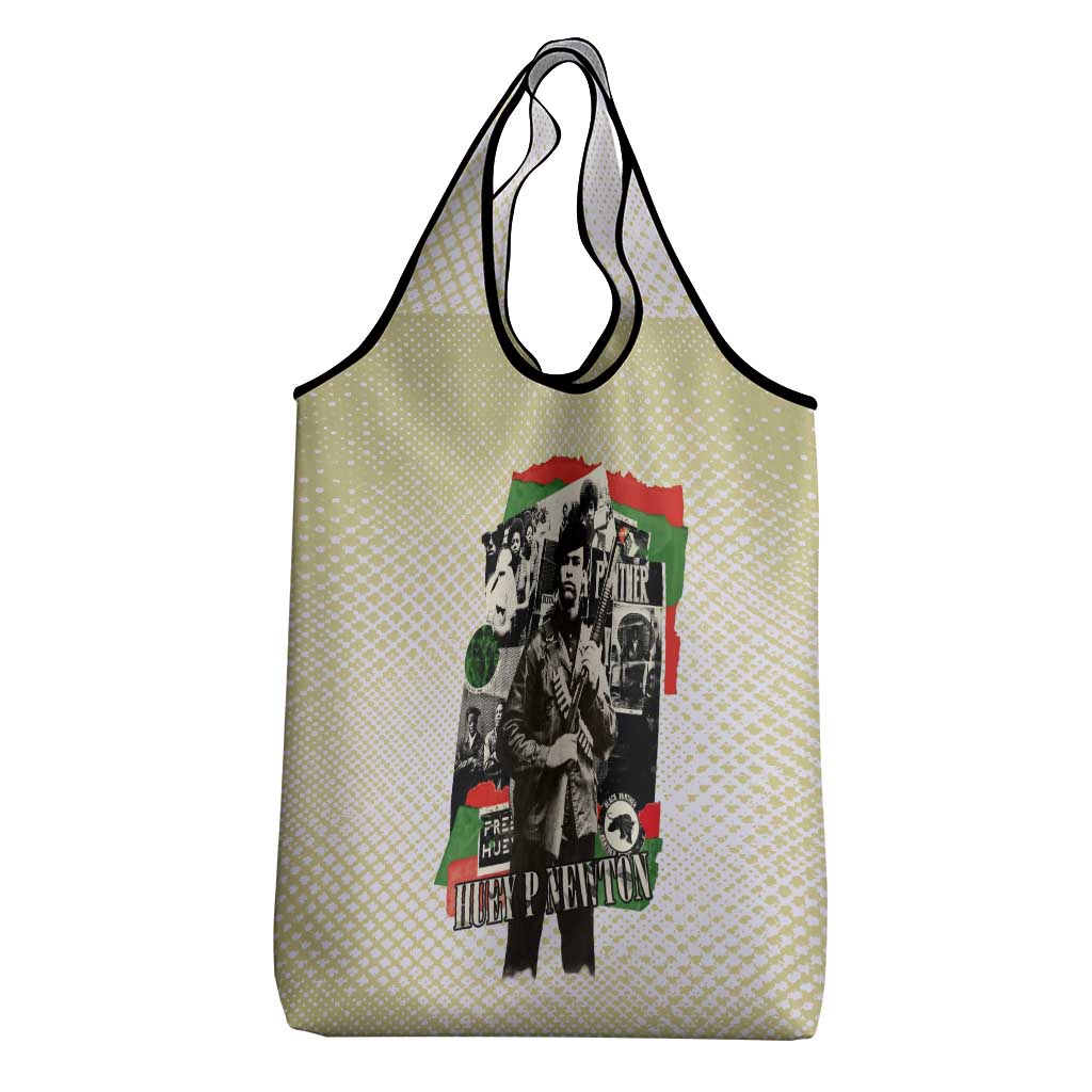 Huey P. Newton Grocery Bag Black Panther Collage Design Civil Rights Movement Theme Revolutionary Tribute - Wonder Print Shop