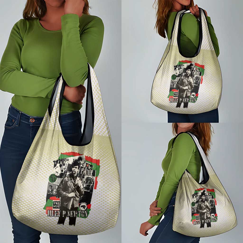 Huey P. Newton Grocery Bag Black Panther Collage Design Civil Rights Movement Theme Revolutionary Tribute - Wonder Print Shop