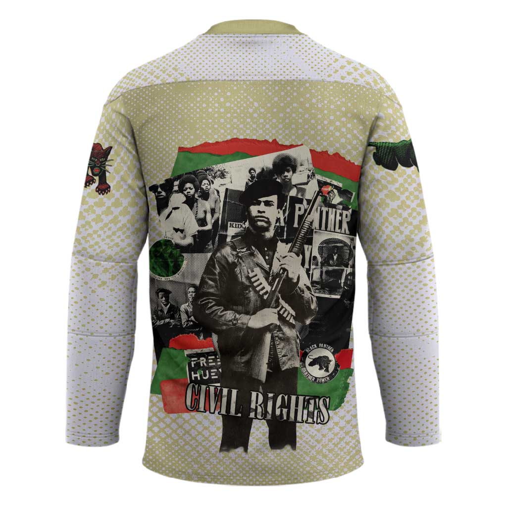Huey P. Newton Hockey Jersey Black Panther Collage Design Civil Rights Movement Theme Revolutionary Tribute - Wonder Print Shop