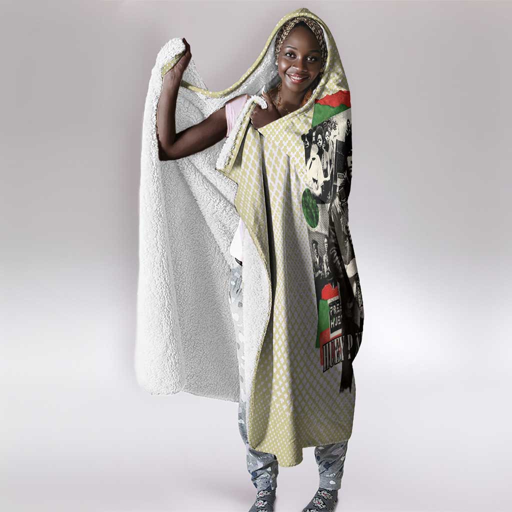 Huey P. Newton Hooded Blanket Black Panther Collage Design Civil Rights Movement Theme Revolutionary Tribute - Wonder Print Shop