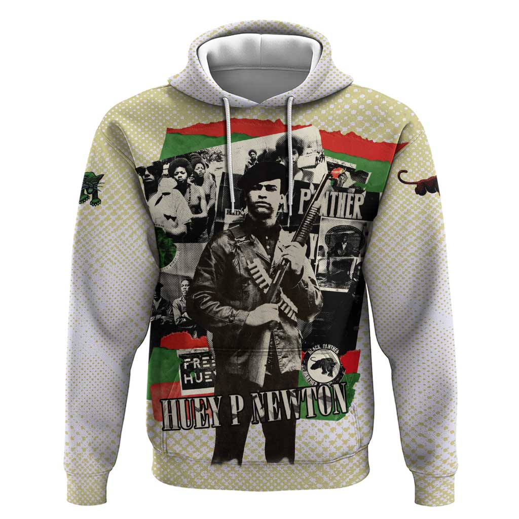 Huey P. Newton Hoodie Black Panther Collage Design Civil Rights Movement Theme Revolutionary Tribute - Wonder Print Shop