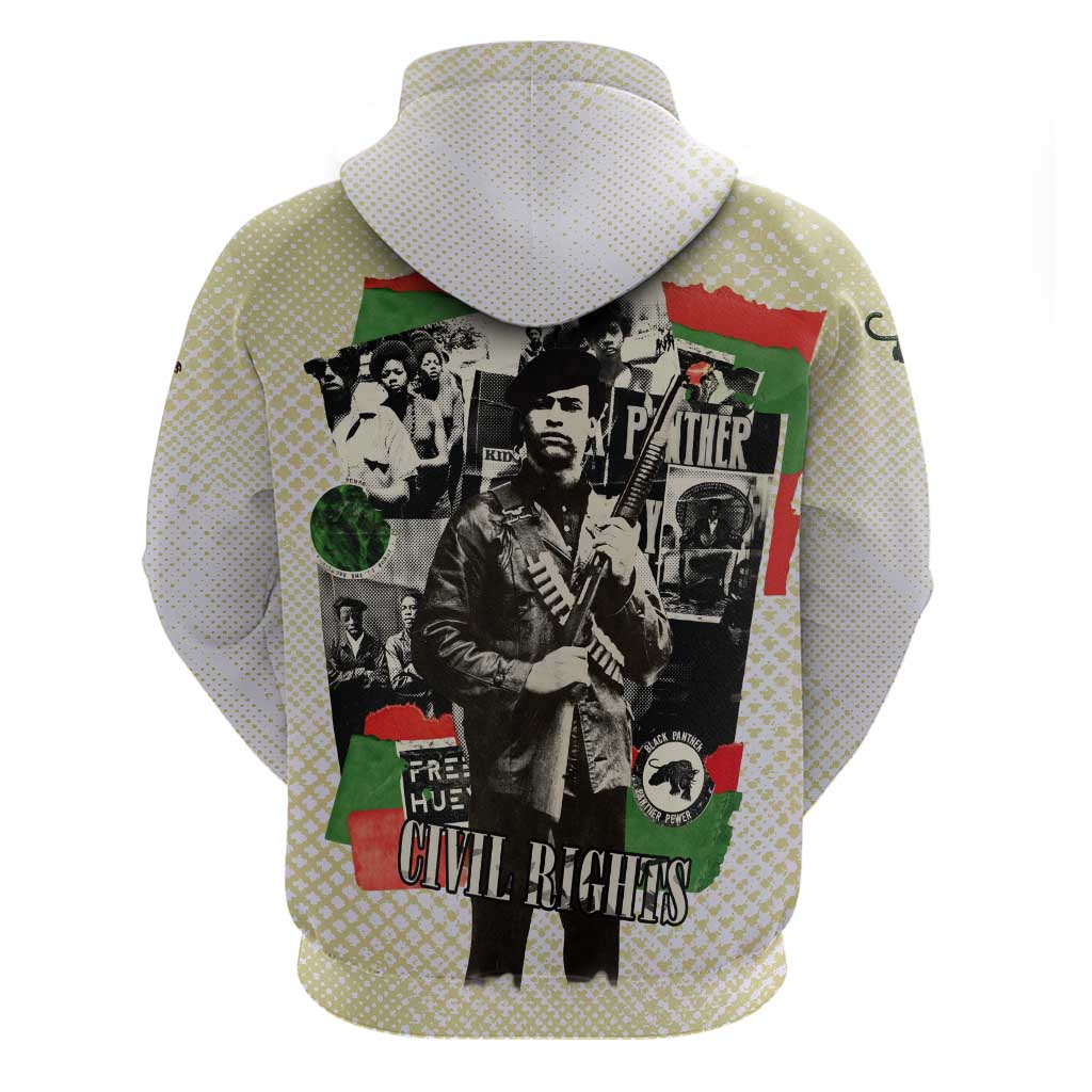 Huey P. Newton Hoodie Black Panther Collage Design Civil Rights Movement Theme Revolutionary Tribute - Wonder Print Shop
