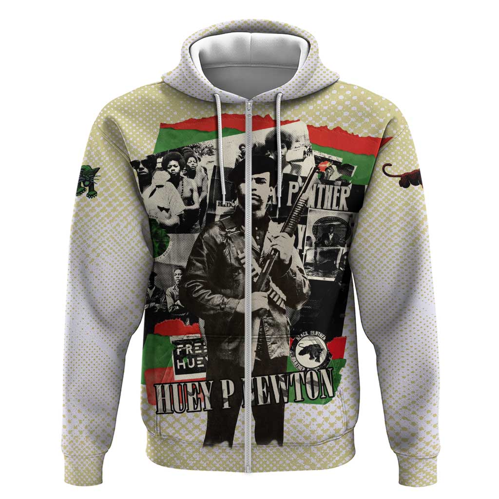 Huey P. Newton Hoodie Black Panther Collage Design Civil Rights Movement Theme Revolutionary Tribute - Wonder Print Shop