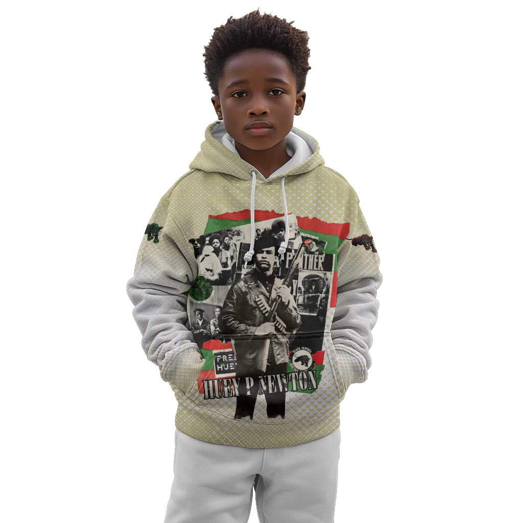Huey P. Newton Kid Hoodie Black Panther Collage Design Civil Rights Movement Theme Revolutionary Tribute - Wonder Print Shop