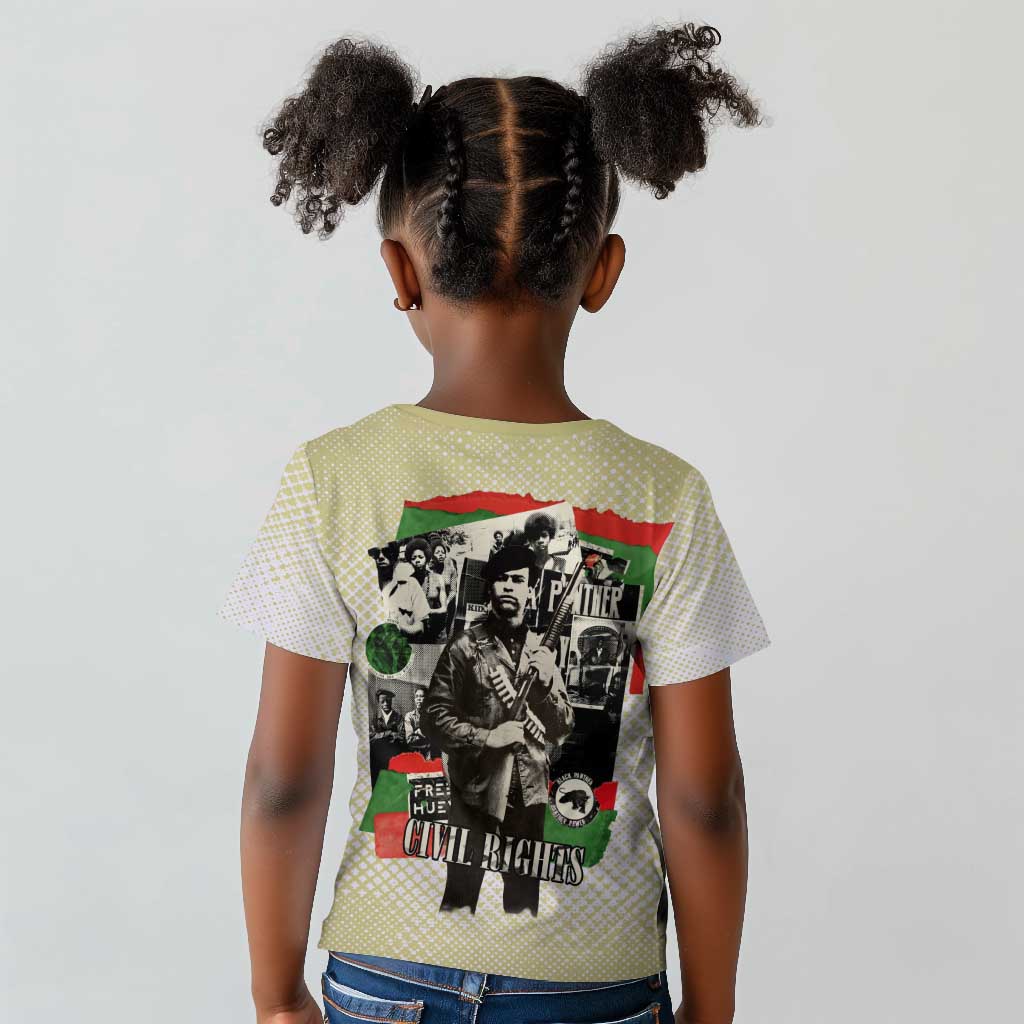 Huey P. Newton Kid T shirt Black Panther Collage Design Civil Rights Movement Theme Revolutionary Tribute TS04