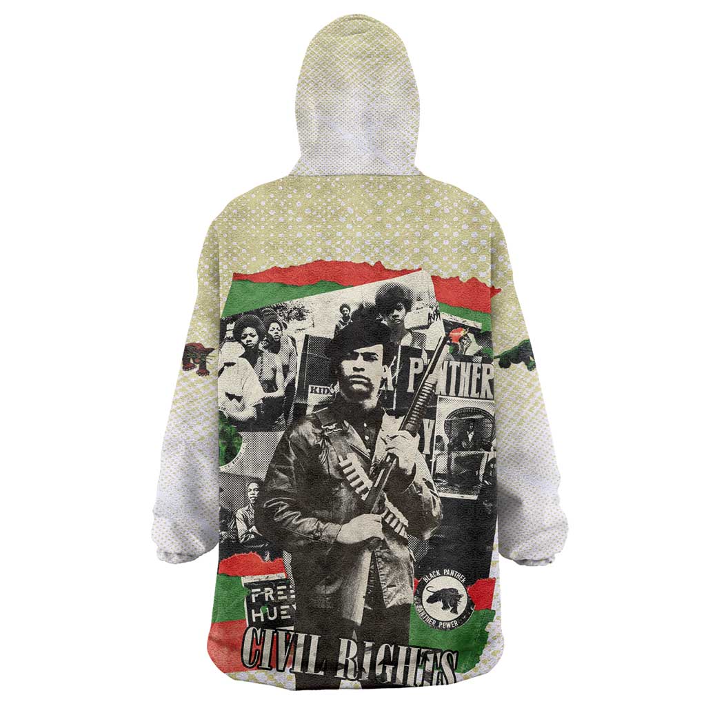 Huey P. Newton Kid Wearable Blanket Hoodie Black Panther Collage Design Civil Rights Movement Theme Revolutionary Tribute - Wonder Print Shop