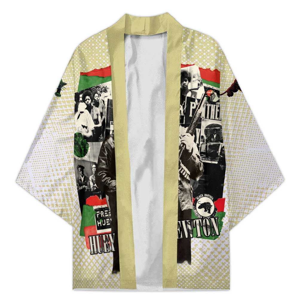 Huey P. Newton Kimono Black Panther Collage Design Civil Rights Movement Theme Revolutionary Tribute - Wonder Print Shop