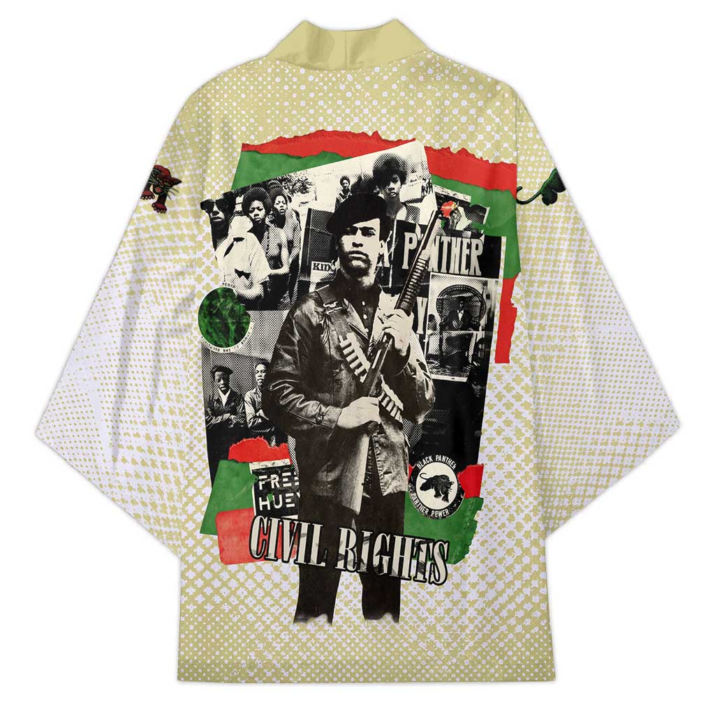 Huey P. Newton Kimono Black Panther Collage Design Civil Rights Movement Theme Revolutionary Tribute - Wonder Print Shop