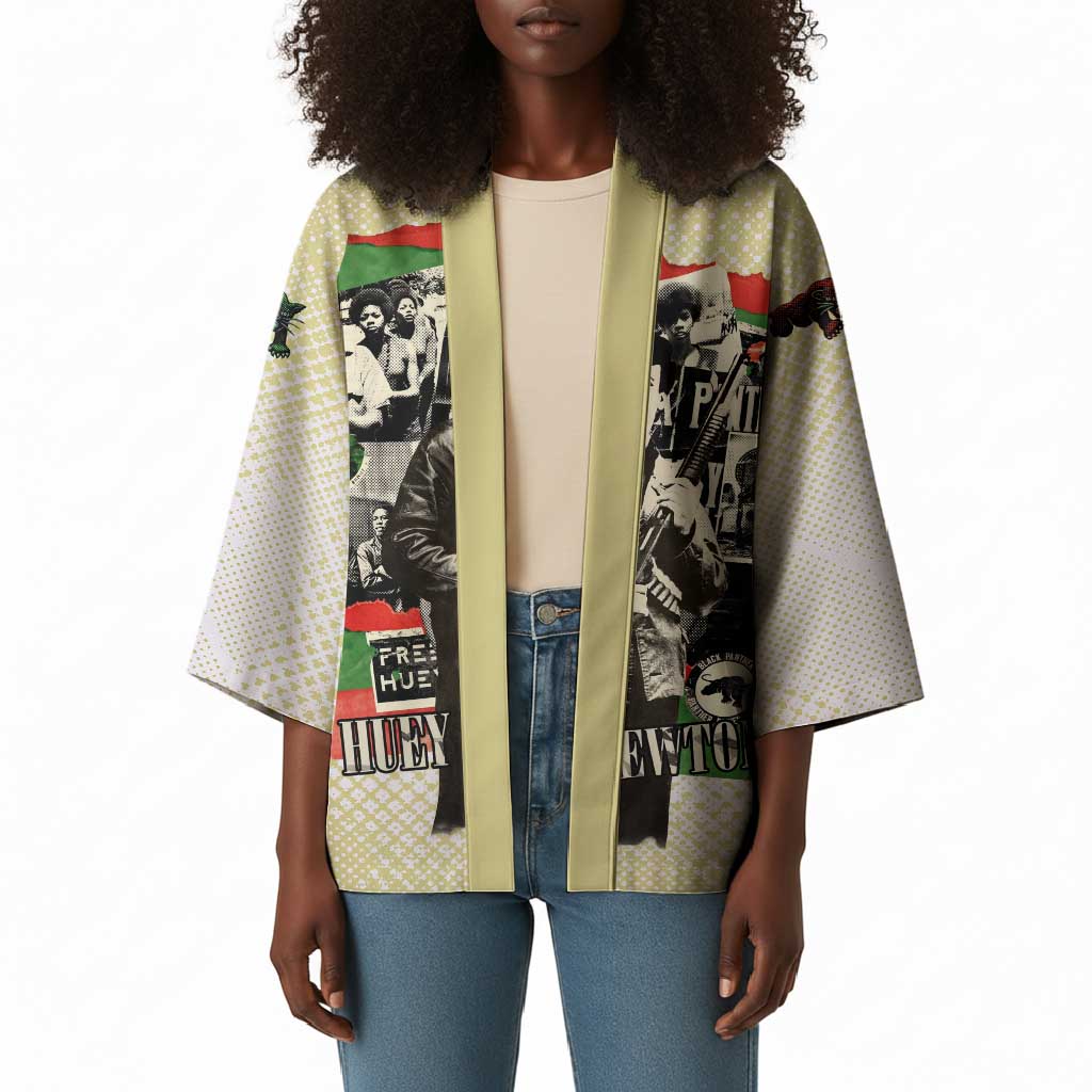 Huey P. Newton Kimono Black Panther Collage Design Civil Rights Movement Theme Revolutionary Tribute - Wonder Print Shop