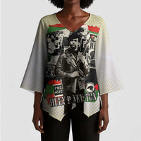 Huey P. Newton Kimono Sleeve Blouse Black Panther Collage Design Civil Rights Movement Theme Revolutionary Tribute - Wonder Print Shop