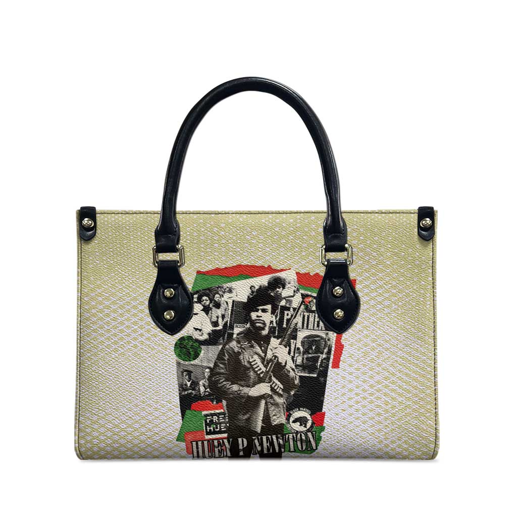Huey P. Newton Leather Bag Black Panther Collage Design Civil Rights Movement Theme Revolutionary Tribute - Wonder Print Shop
