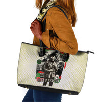 Huey P. Newton Leather Tote Bag Black Panther Collage Design Civil Rights Movement Theme Revolutionary Tribute - Wonder Print Shop