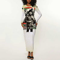 Huey P. Newton Long Sleeve Bodycon Dress Black Panther Collage Design Civil Rights Movement Theme Revolutionary Tribute - Wonder Print Shop