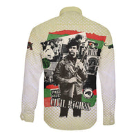 Huey P. Newton Long Sleeve Button Shirt Black Panther Collage Design Civil Rights Movement Theme Revolutionary Tribute - Wonder Print Shop