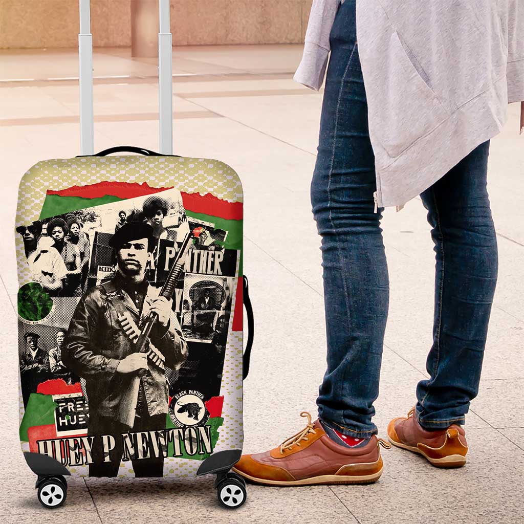 Huey P. Newton Luggage Cover Black Panther Collage Design Civil Rights Movement Theme Revolutionary Tribute - Wonder Print Shop