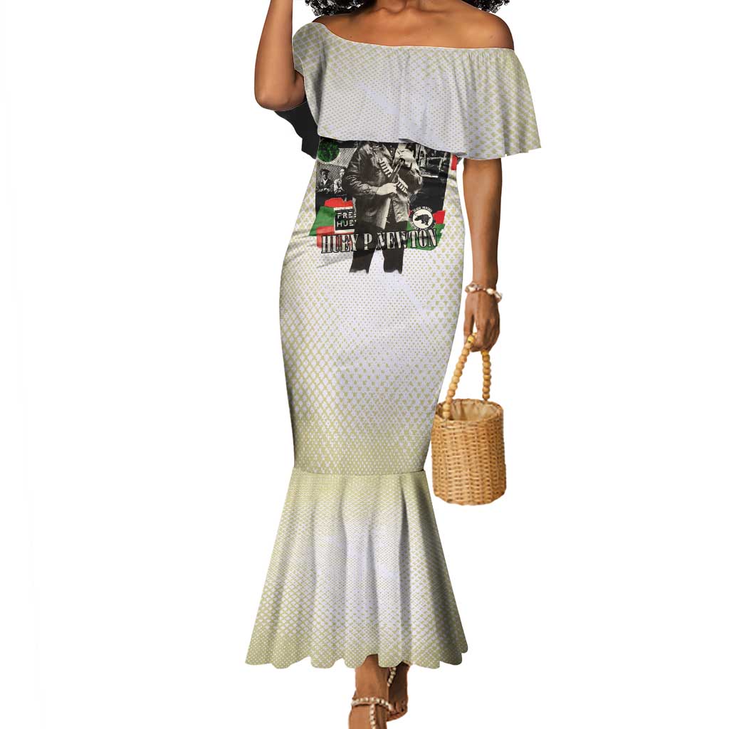 Huey P. Newton Mermaid Dress Black Panther Collage Design Civil Rights Movement Theme Revolutionary Tribute TS04