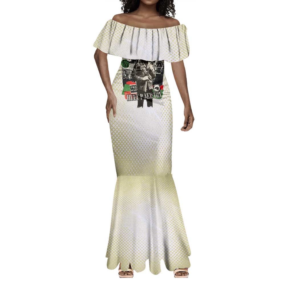 Huey P. Newton Mermaid Dress Black Panther Collage Design Civil Rights Movement Theme Revolutionary Tribute TS04