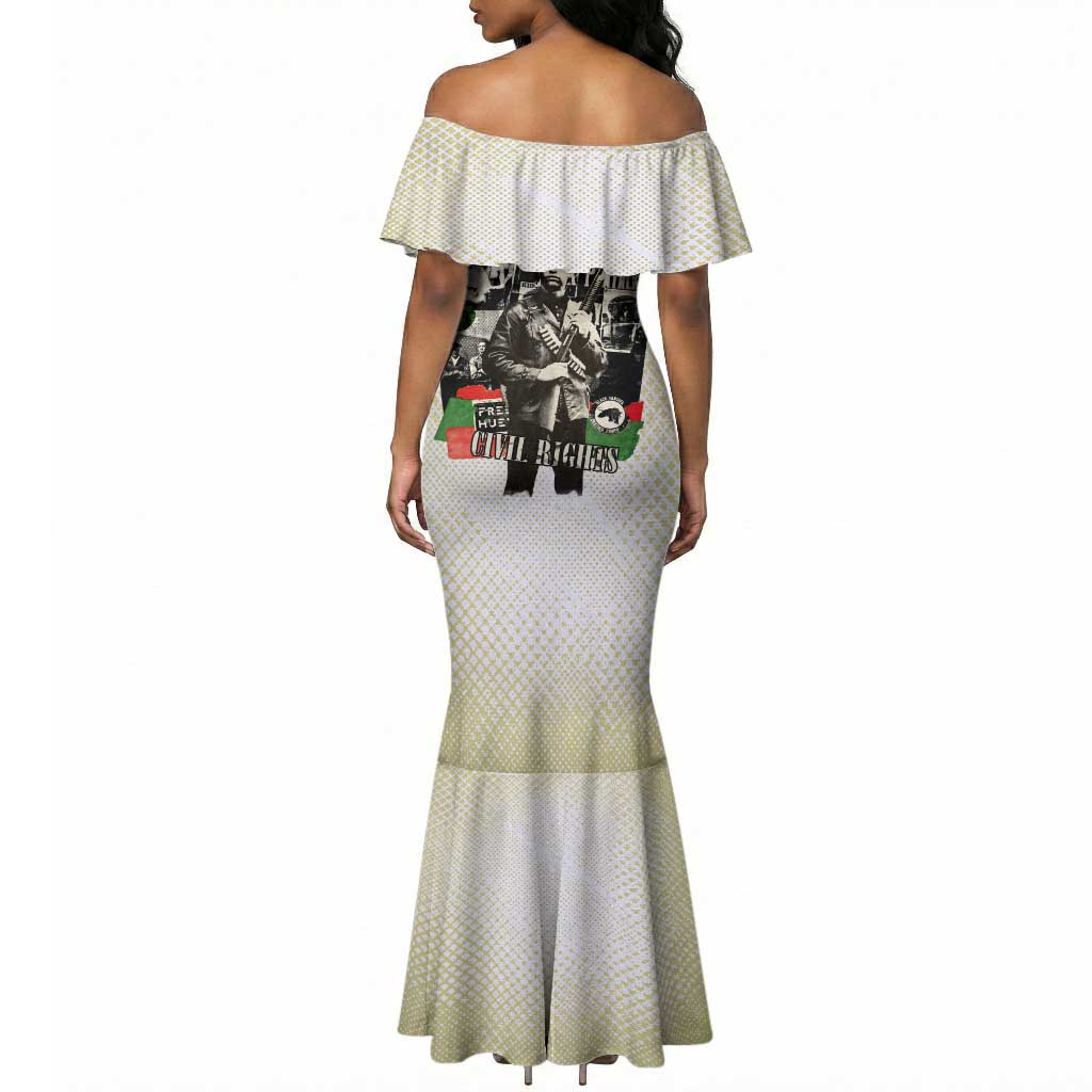 Huey P. Newton Mermaid Dress Black Panther Collage Design Civil Rights Movement Theme Revolutionary Tribute TS04