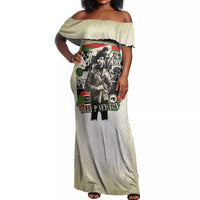 Huey P. Newton Off Shoulder Maxi Dress Black Panther Collage Design Civil Rights Movement Theme Revolutionary Tribute - Wonder Print Shop