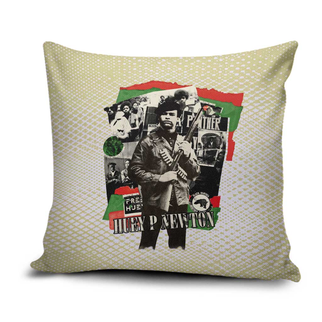 Huey P. Newton Pillow Cover Black Panther Collage Design Civil Rights Movement Theme Revolutionary Tribute - Wonder Print Shop