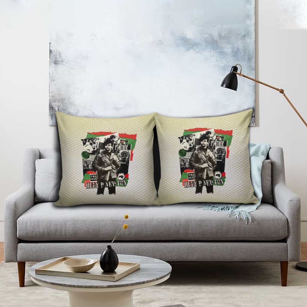 Huey P. Newton Pillow Cover Black Panther Collage Design Civil Rights Movement Theme Revolutionary Tribute - Wonder Print Shop