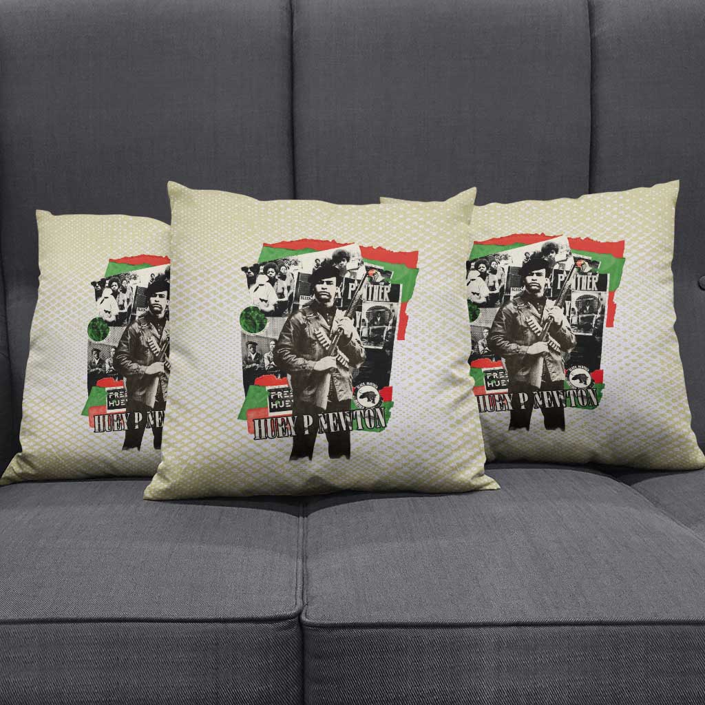 Huey P. Newton Pillow Cover Black Panther Collage Design Civil Rights Movement Theme Revolutionary Tribute - Wonder Print Shop