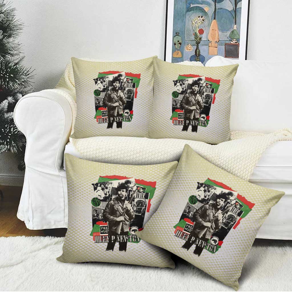 Huey P. Newton Pillow Cover Black Panther Collage Design Civil Rights Movement Theme Revolutionary Tribute - Wonder Print Shop