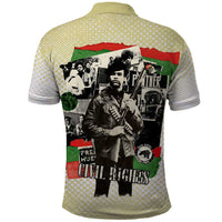 Huey P. Newton Polo Shirt Black Panther Collage Design Civil Rights Movement Theme Revolutionary Tribute TS04