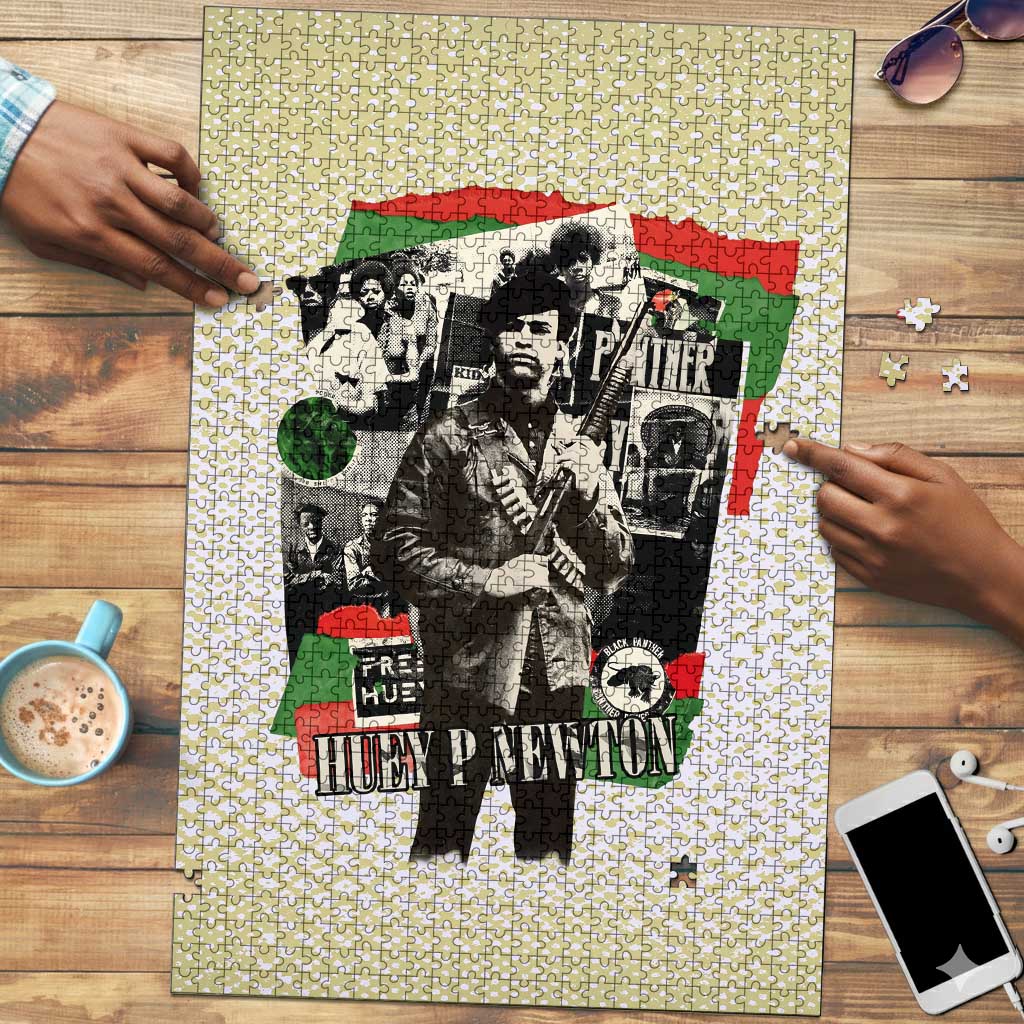 Huey P. Newton Puzzle Black Panther Collage Design Civil Rights Movement Theme Revolutionary Tribute - Wonder Print Shop
