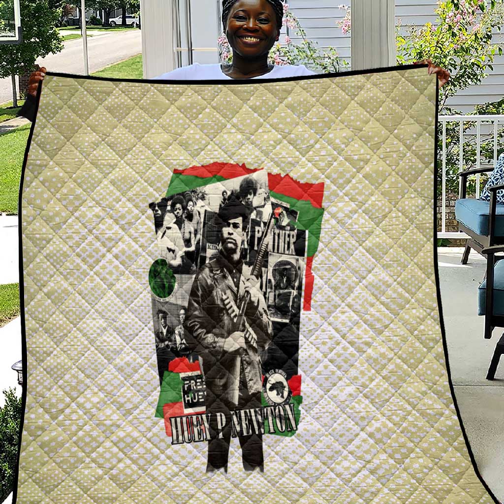 Huey P. Newton Quilt Black Panther Collage Design Civil Rights Movement Theme Revolutionary Tribute - Wonder Print Shop