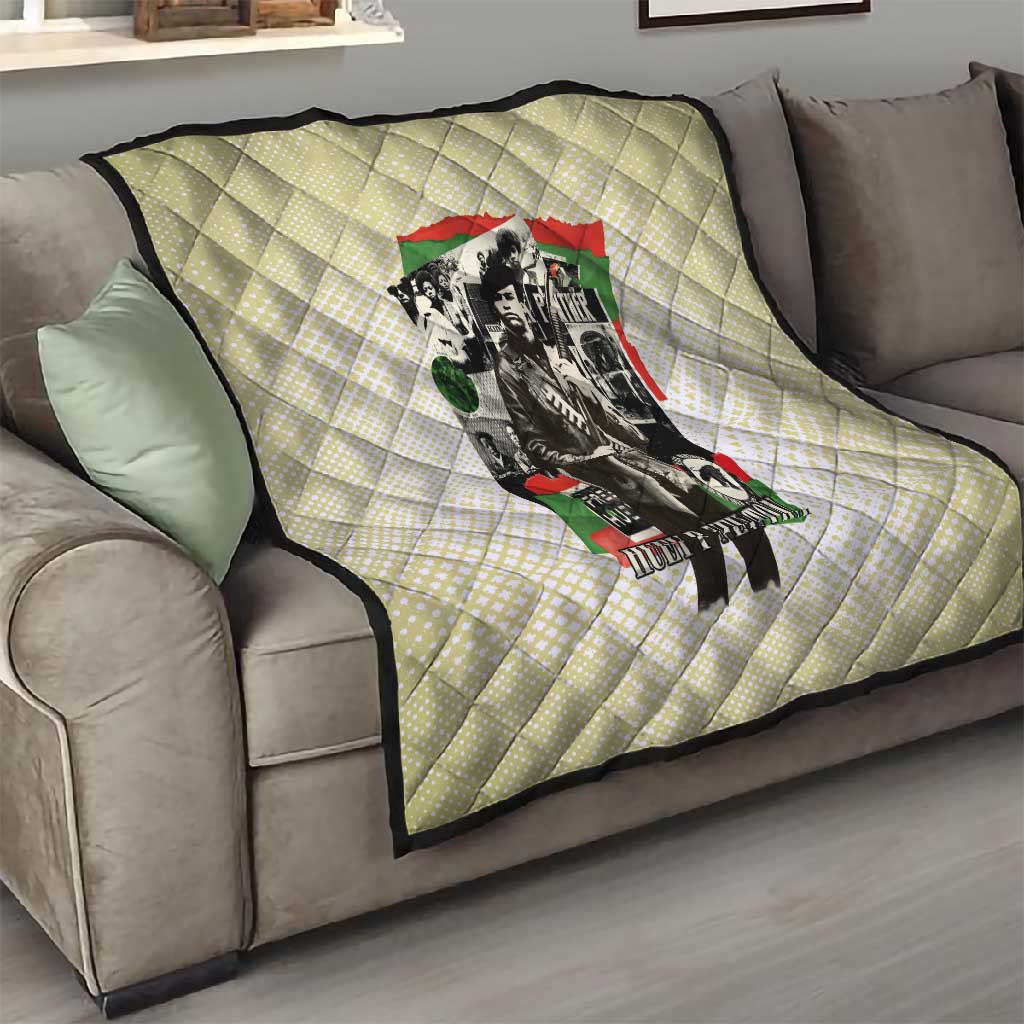 Huey P. Newton Quilt Black Panther Collage Design Civil Rights Movement Theme Revolutionary Tribute - Wonder Print Shop