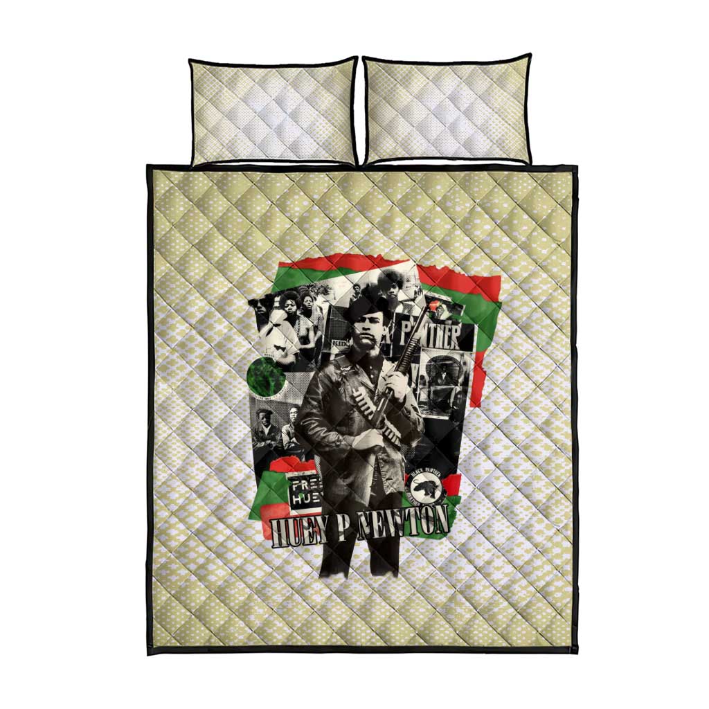 Huey P. Newton Quilt Bed Set Black Panther Collage Design Civil Rights Movement Theme Revolutionary Tribute - Wonder Print Shop