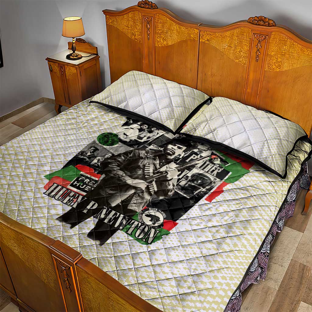 Huey P. Newton Quilt Bed Set Black Panther Collage Design Civil Rights Movement Theme Revolutionary Tribute - Wonder Print Shop