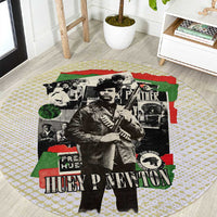 Huey P. Newton Round Carpet Black Panther Collage Design Civil Rights Movement Theme Revolutionary Tribute - Wonder Print Shop