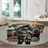Huey P. Newton Round Carpet Black Panther Collage Design Civil Rights Movement Theme Revolutionary Tribute - Wonder Print Shop