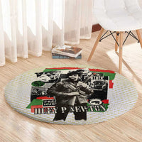 Huey P. Newton Round Carpet Black Panther Collage Design Civil Rights Movement Theme Revolutionary Tribute - Wonder Print Shop