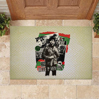 Huey P. Newton Rubber Doormat Black Panther Collage Design Civil Rights Movement Theme Revolutionary Tribute - Wonder Print Shop