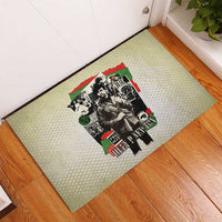 Huey P. Newton Rubber Doormat Black Panther Collage Design Civil Rights Movement Theme Revolutionary Tribute - Wonder Print Shop