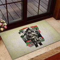 Huey P. Newton Rubber Doormat Black Panther Collage Design Civil Rights Movement Theme Revolutionary Tribute - Wonder Print Shop