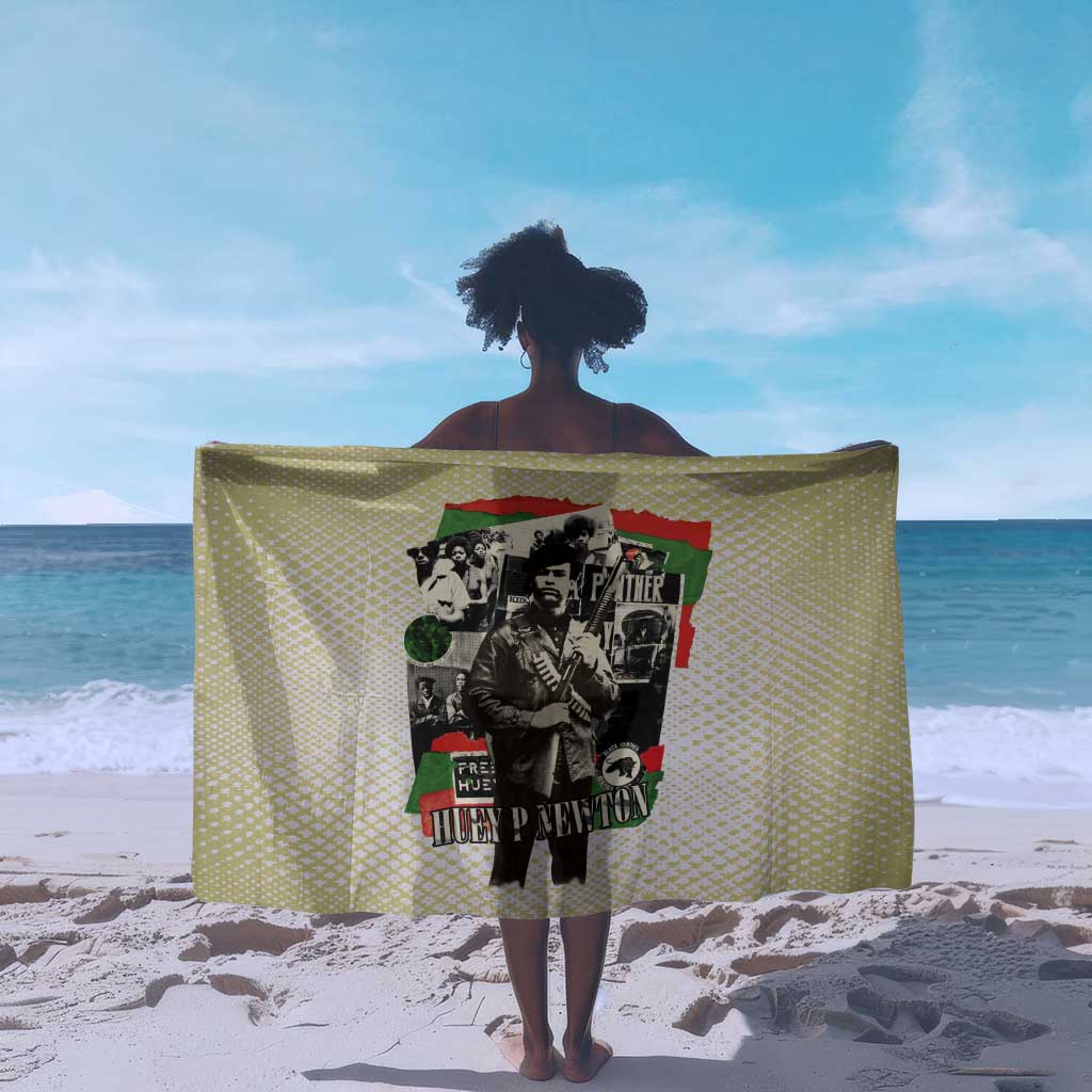 Huey P. Newton Sarong Black Panther Collage Design Civil Rights Movement Theme Revolutionary Tribute - Wonder Print Shop
