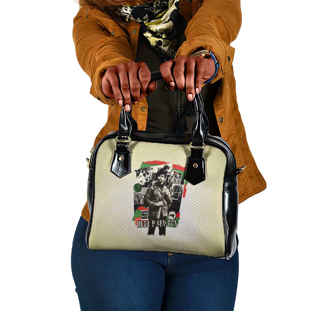 Huey P. Newton Shoulder Handbag Black Panther Collage Design Civil Rights Movement Theme Revolutionary Tribute - Wonder Print Shop