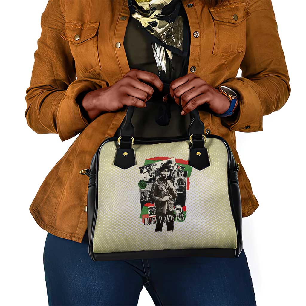 Huey P. Newton Shoulder Handbag Black Panther Collage Design Civil Rights Movement Theme Revolutionary Tribute - Wonder Print Shop