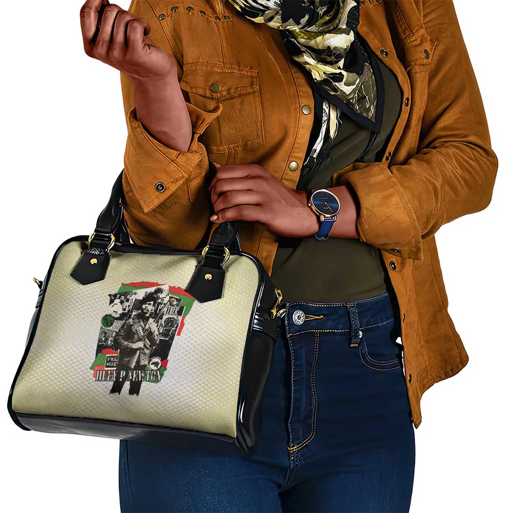 Huey P. Newton Shoulder Handbag Black Panther Collage Design Civil Rights Movement Theme Revolutionary Tribute - Wonder Print Shop