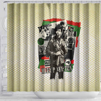 Huey P. Newton Shower Curtain Black Panther Collage Design Civil Rights Movement Theme Revolutionary Tribute - Wonder Print Shop