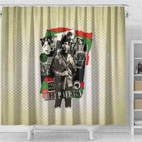 Huey P. Newton Shower Curtain Black Panther Collage Design Civil Rights Movement Theme Revolutionary Tribute - Wonder Print Shop