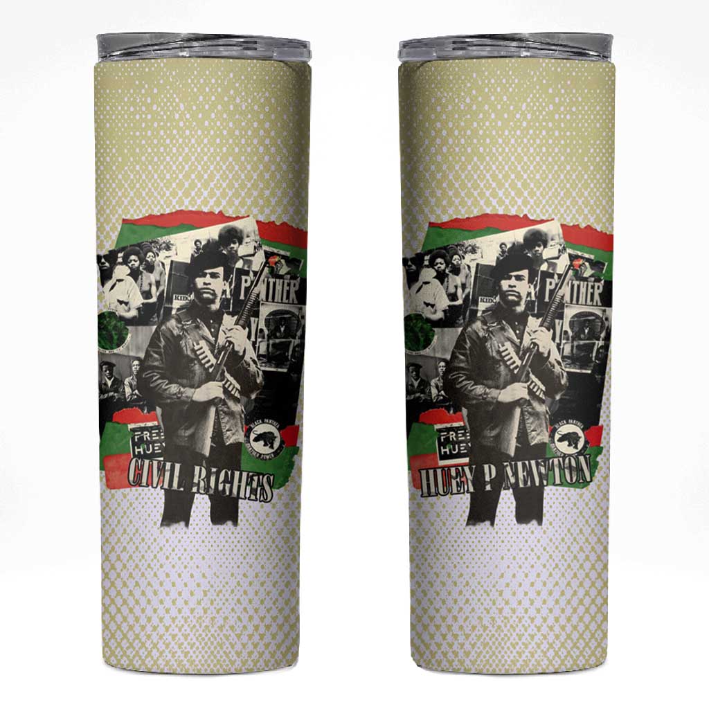 Huey P. Newton Skinny Tumbler Black Panther Collage Design Civil Rights Movement Theme Revolutionary Tribute - Wonder Print Shop
