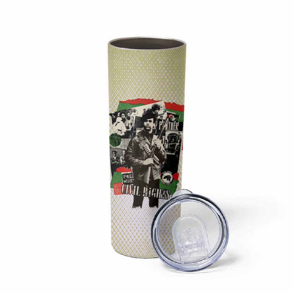 Huey P. Newton Skinny Tumbler Black Panther Collage Design Civil Rights Movement Theme Revolutionary Tribute - Wonder Print Shop