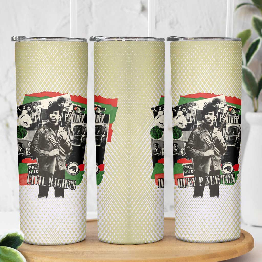 Huey P. Newton Skinny Tumbler Black Panther Collage Design Civil Rights Movement Theme Revolutionary Tribute - Wonder Print Shop