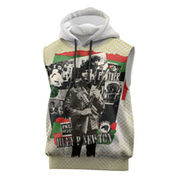 Huey P. Newton Sleeveless Hoodie Black Panther Collage Design Civil Rights Movement Theme Revolutionary Tribute - Wonder Print Shop