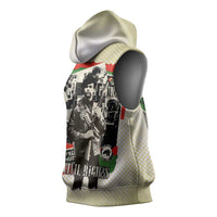 Huey P. Newton Sleeveless Hoodie Black Panther Collage Design Civil Rights Movement Theme Revolutionary Tribute - Wonder Print Shop